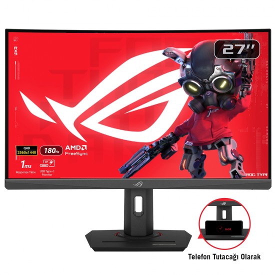 ASUS 27" FAST VA ROG STRIX XG27WCS 1MS 180Hz HDMI-DP-TYPE-C Kavisli Gaming Monitör (2560 X 1440)