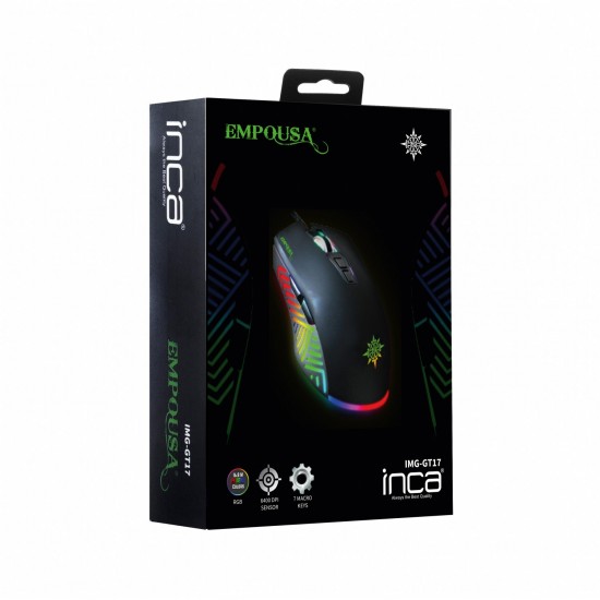 INCA IMG-GT17 USB RGB Led Aydınlatmalı 6400dpi Gaming Optic Siyah Mouse