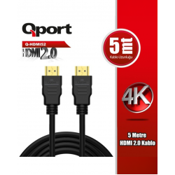 QPORT 5metre Q-HDMI52 HDMI Kablo 3D Gold 2.0V 4K 60HZ