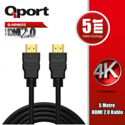 QPORT 5metre Q-HDMI52 HDMI Kablo 3D Gold 2.0V 4K 60HZ
