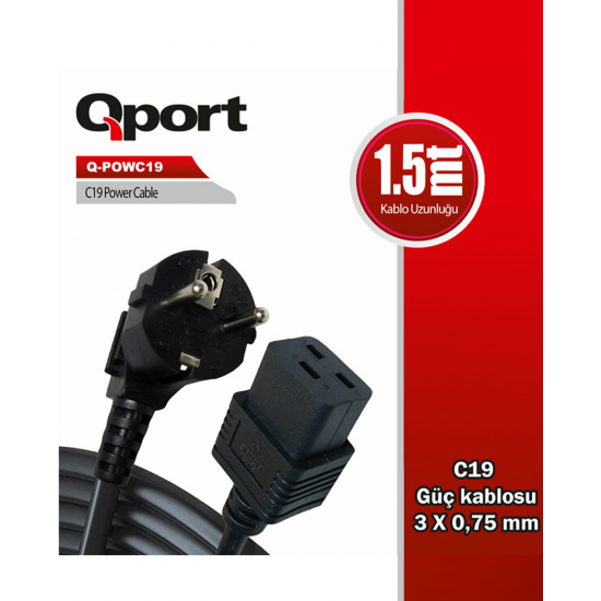 QPORT 1.5metre Q-POWC19 Power Kablosu Güç Kaynakları İçin