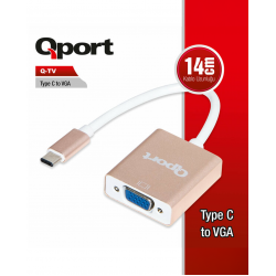 QPORT Q-TV 0.15metre Type-C & Vga Dişi Çevirici Adaptör 1080p