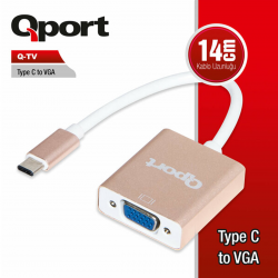 QPORT Q-TV 0.15metre Type-C & Vga Dişi Çevirici Adaptör 1080p