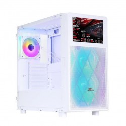POWERBOOST PB-P4367BW 3-RGB Fanlı LCD Ekranlı Gaming Mid-Tower PC Kasası Beyaz
