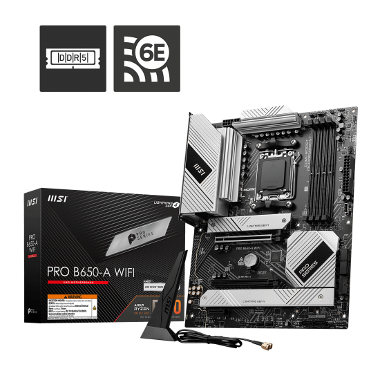 MSI PRO B650-A WIFI6E DDR5 HDMI,DP Port PCIE 4.0 AM5 ATX