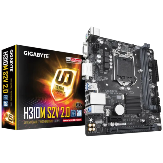 GIGABYTE H310M-S2V 2.0 DDR4 SATA3 DVI PCIe 16X v3.0 1151p v2 mATX