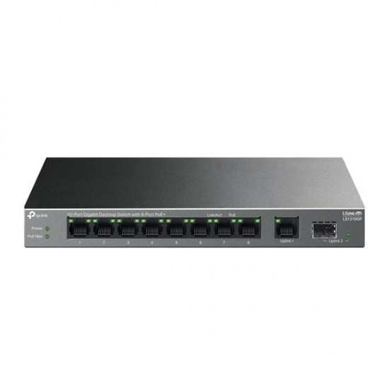 TP-LINK 8port PoE 60w Gigabit Yönetilemez Switch LS1210GP