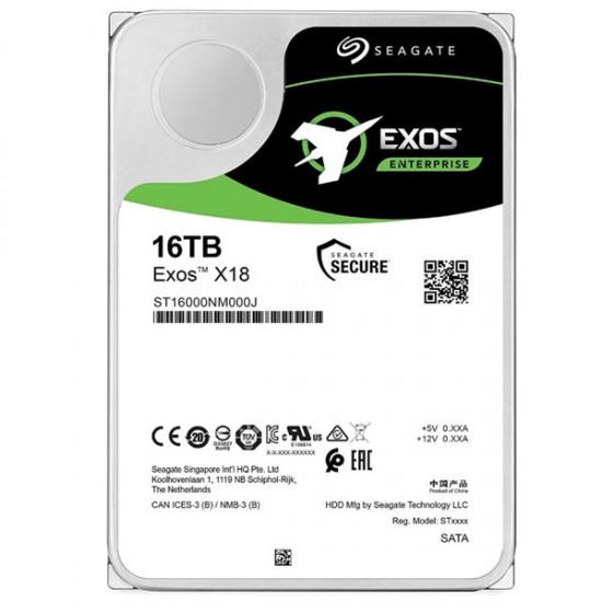 SEAGATE 16TB 3.5" EXOS ST16000NM000J 7200 RPM 256MB SATA-3 NAS ve Güvenlik Diski